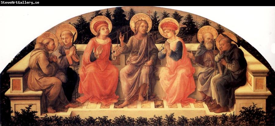 Fra Filippo Lippi Sts Francis,Lawrence,Cosmas or Damian,John the Baptist,Damian or Cosmas,Anthony Abbot and Peter